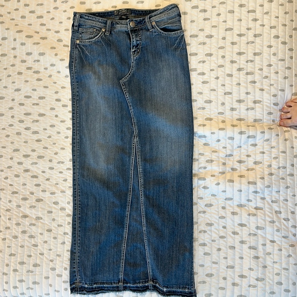Silver Jeans Blue Maxi Pencil Skirt Casual